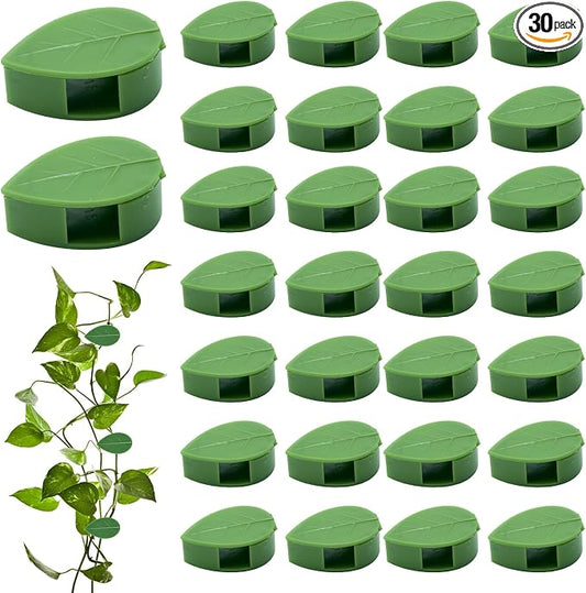 Plant Wall Clips for Climbing Vines Green Garden Stem Holder with Adhesive Climbing Wall Fixture Clips for Indoor Wall Decor, Office, Home (30 Packs)
