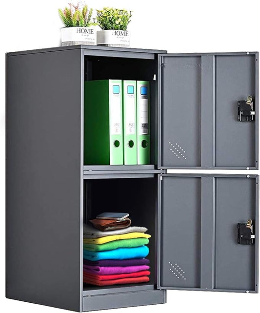 MECOLOR Vertical Single Tier Small Locker with Padlock latche 2 or 3 Compartment Storage for Employee,Home,Office,School,Kids (Dark Grey, P2V)
