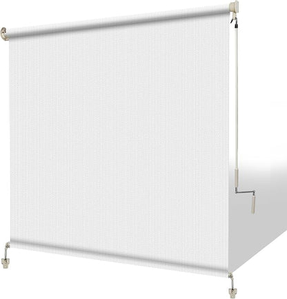 Shade&Beyond Outdoor Roller Shades with Splicing Design, 10' W x 8' H Cordless Patio Roll Up Blinds, Exterior Shade Cloth Roll for Porch, Gazebo, Pergola, Balcony, White