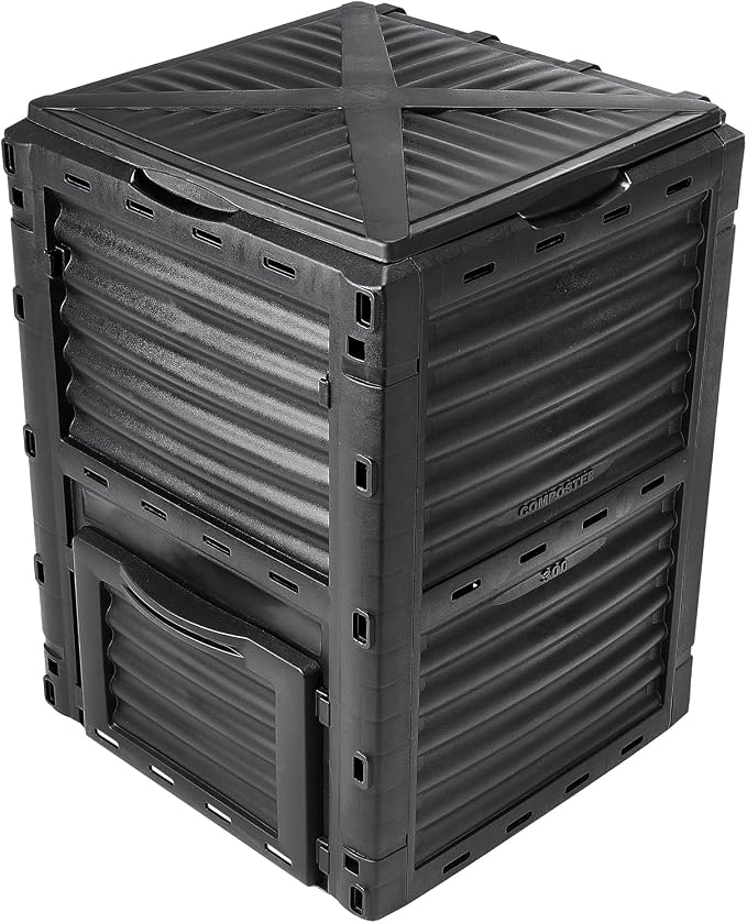 VEVOR Garden Compost Bin 80 Gallon, BPA Free Composter, Large Capacity Outdoor Composting Bin with Top Lid and Bottom Door, Easy Assembling, Lightweight, Fast Creation of Fertile Soil