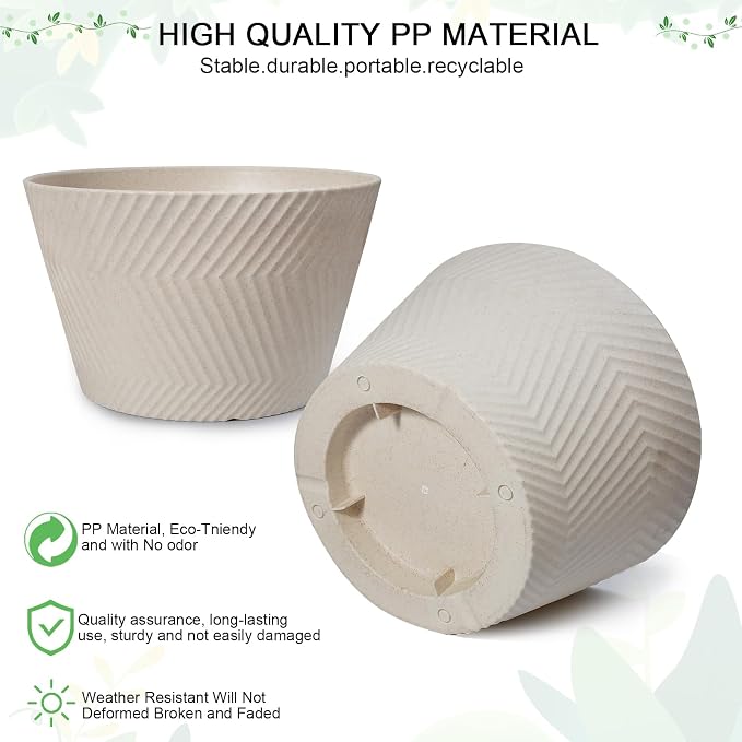 18 inch Big Plant Pots, 2 Pack Large Round Planters for Outdoor Plants, Porch, Patio, Backyard, Durable Plastic Flower Pots, Modern Décor for Tall Plants, Flowers, White