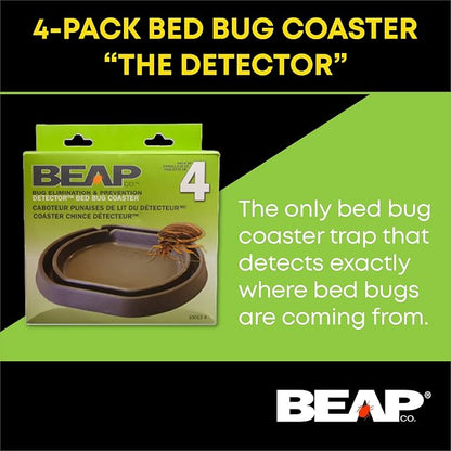 BEAPCO 4-PACK Bed Bug Detector Interceptors | Eco Friendly Bed-Bug Traps for Bed-Frame Legs |( 6.5” × 6 “ x 3”)| Interceptor, and Monitor for Pest Control (Gray)
