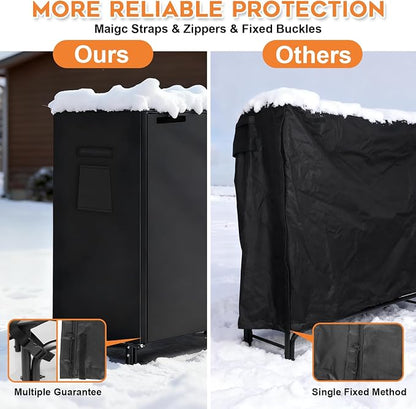 Gtongoko 8FT Firewood Rack Outdoor with Cover, Heavy Duty Wood Storage Racks with 600D Oxford Weather Resistant Waterproof Fabric Cover, Outdoor Firewood Holder