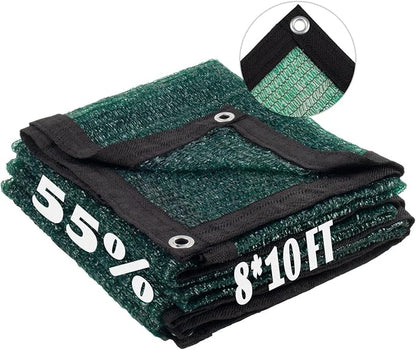 LOVE STORY 8x10FT 55% Dark Green Shade Cloth Sun Shade Net with Grommets Sunblock Net Mesh Tarp for Garden,Plants Cover,Greenhouse and Patio