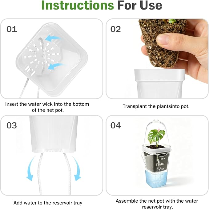 30 Pack 2.5" Self Watering Propagation Pots with Humidity Dome, Clear Plastic Seed Starter Cups, for Seedlings, Cuttings, Succulents, Herbs, Vegetables, with 30 Labels