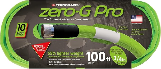 Teknor Apex zero-G NeverKink Durable Kink Free Garden Hoses (zero-G Pro, 3/4" x 100')