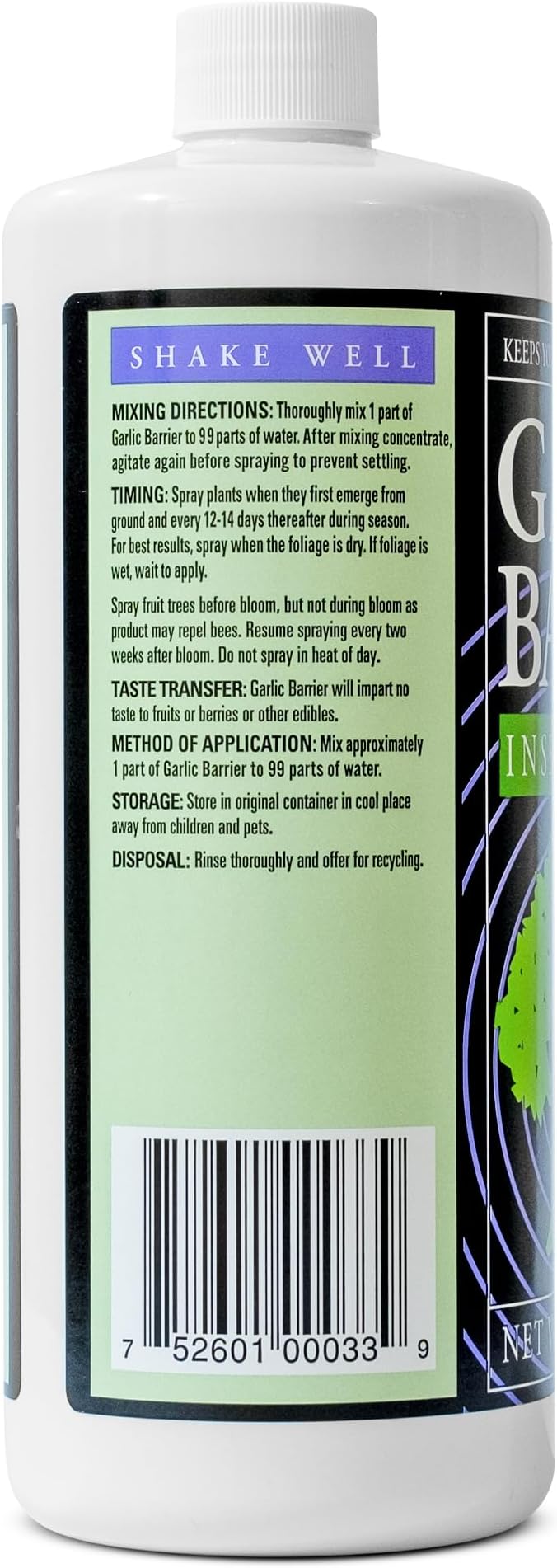 Liquid Garlic Insect Repellent Concentrate, 32 fl oz – OMRI Listed Garlic-Based Formula for Farms, Crops, Gardens & Greenhouses – Indoor & Outdoor Plant Protection
