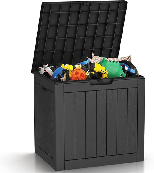 Zapdos 31 Gallon Outdoor Storage Box Deck Box for Indoor and Outdoor Use, Waterproof Resin Storage Bin for Package Delivery Patio Cushions Gardening Tools, Lockable, UV Resistant, Black