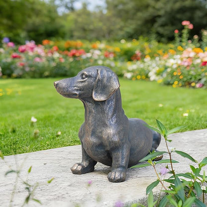 Dachshund Decor Garden Outdoor Statue – 14Inch Hand-Painted Dog Statue for Yard Décor Collectible Dachshund Figurine for Dog Lovers and Dachshund Owners 14 * 7.6 * 10.8 Inch
