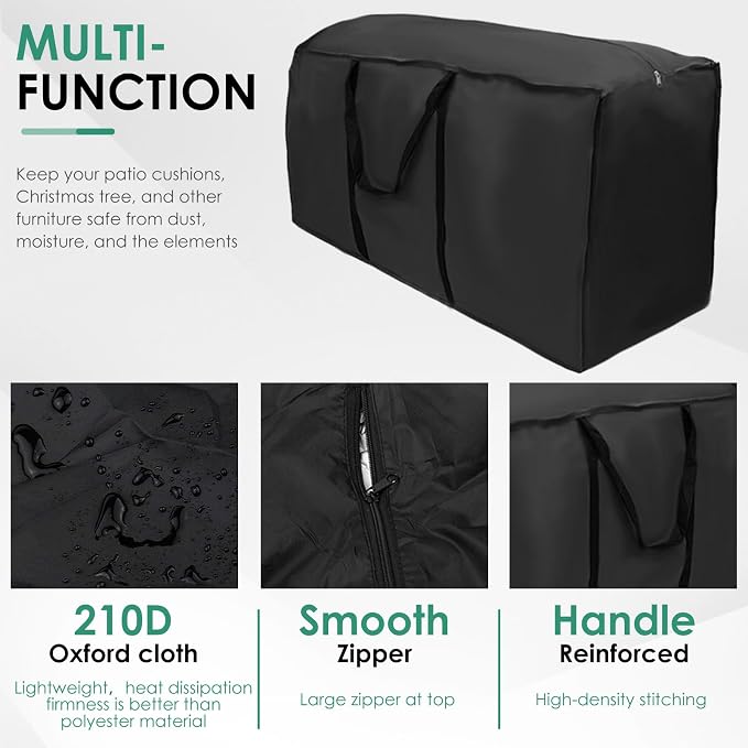 Patio Cushion Storage Bag,Extra Large Outdoor Cushion Storage Bag with Zipper and Handles Size 68" L x 30" W x 20" H for Furniture,Christmas Tree, Bedding Garden Cushion Storage(1Pack)