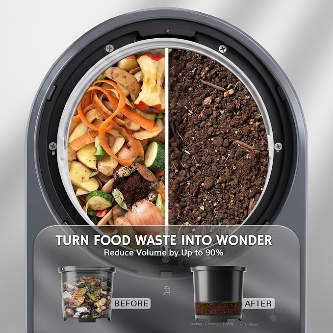 Airthereal Revive Food-to-Soil System, Odorless Countertop Electric Kitchen Composter, 1-Click Smart Operation, Powerful Sharksden Trinity Blade to Cycle Food Waste into Earth Nutrition