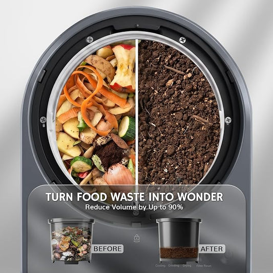 Airthereal Revive Food-to-Soil System, Odorless Countertop Electric Kitchen Composter, 1-Click Smart Operation, Powerful Sharksden Trinity Blade to Cycle Food Waste into Earth Nutrition