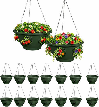 Ultimate Hanging Baskets - Strawberry, Tomato, Flower, and Herb Outdoor Planters - Use Garden Pots for Growing Plants Outside On A Deck, Fence, or Balcony (20, Deep Forest)