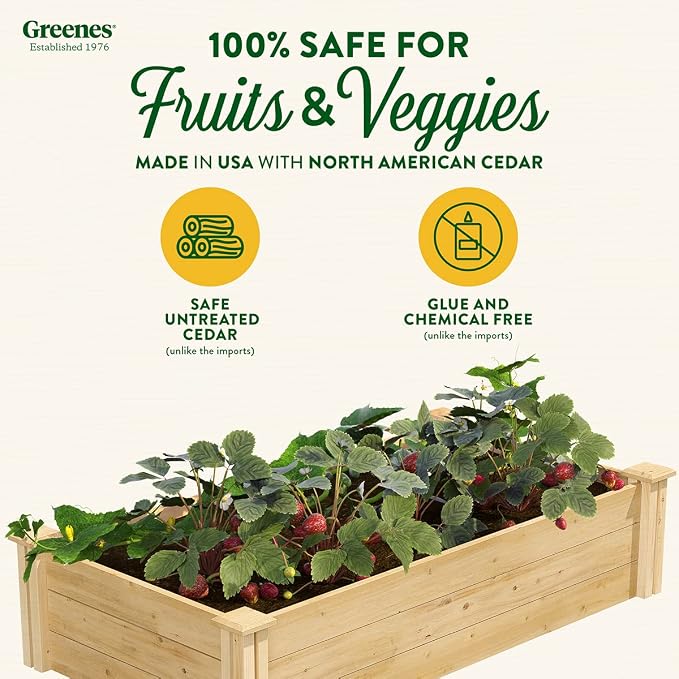 Greenes Fence Premium Cedar Raised Garden Bed, 2' x 4' x 10.5" (3/4" Thick) (3-Pack) - Made in USA with North American Cedar