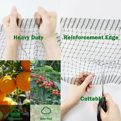 POYEE Bird Netting, 7.5x25FT Heavy Duty Garden Netting | Deer Netting for Fruit Trees Plants Strawberry Blueberry Bush Protection Anti Birds, Deers, Squirrels and Other Animals