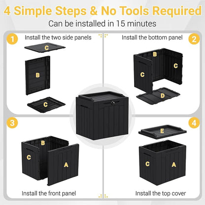 Greesum Outdoor Storage Box 31 Gallon Storage Box with Lid for Patio Furniture, Garden Tools, Pool Supplies, Waterproof and UV Resistant, Lockable, Dark Black