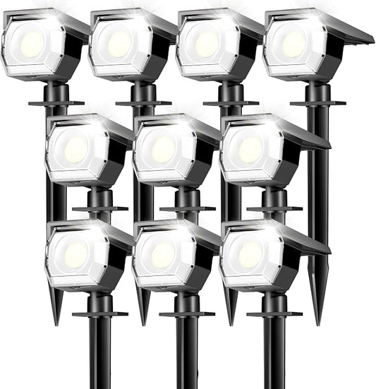 Peasur 10 Pack Solar Lights Outdoor, Spotlights Outdoor Waterproof 3 Modes, 2-in-1 Auto On/Off Solar Spot Landscape Lighting Outside for Tree Plants Yard Garden Pathway