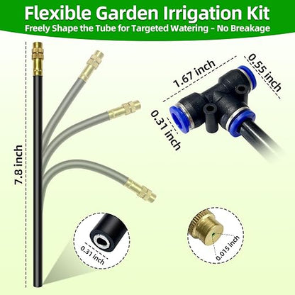 200 Ft Drip Irrigation System for Garden - Drip Irrigation Kit with 40 360°Adjustable Copper Nozzles Hose, Automatic Atomizing Plant Watering Sprinkler System for Yard, Lawn, Greenhouse, Potted