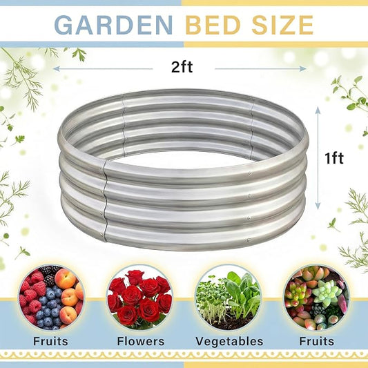 Land Guard Galvanized Raised Garden Bed Kit, Galvanized Planter Raised Garden Boxes Outdoor, Round Large Metal Raised Garden Beds for Vegetables ……