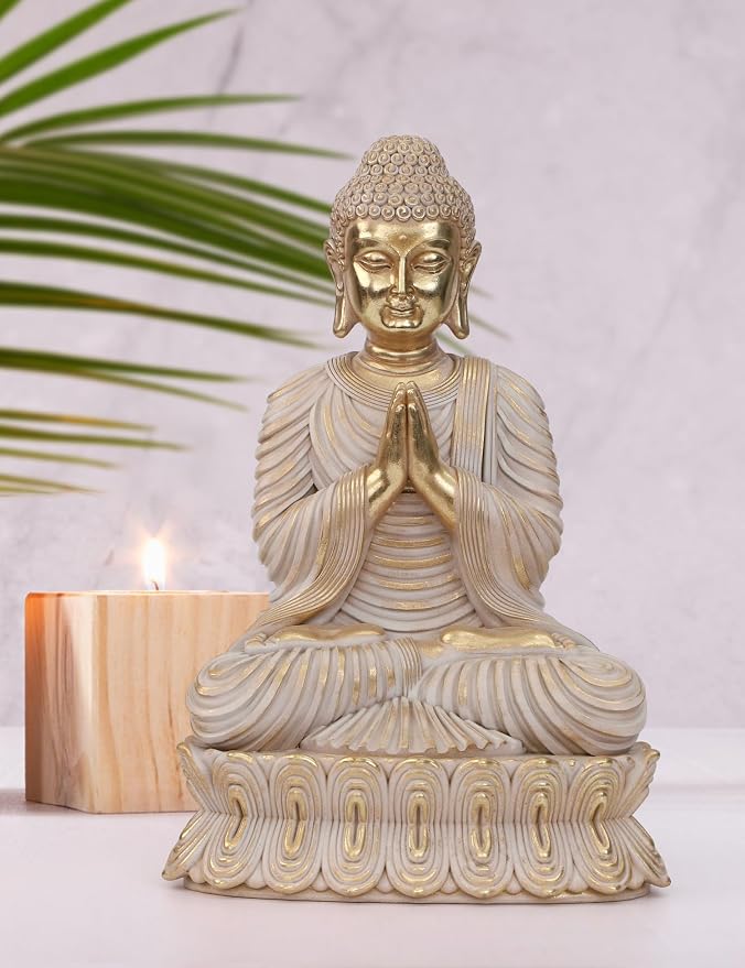 Suoedd Buddha Statue for Home Decor Gold for Spiritual 17.7"-Buddha Decor for Living Room-Gig Buddha Statues for Zen Decor–Indoor Buddha Gift for Shrine,Meditation or Relaxation