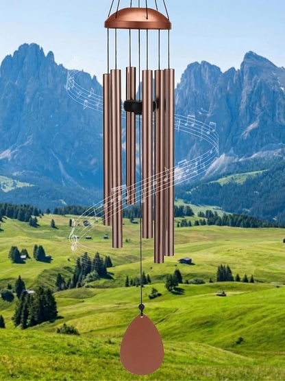 Large Aluminium Wind Chimes for Outside 37" Coffee Wind Catcher | Deep Tone,Soothing Melody,Zen Atmosphere,Garden Patio Outdoor Decor,Memorial Wind Chimes,Gift for Mom Women Grandma Neighbor