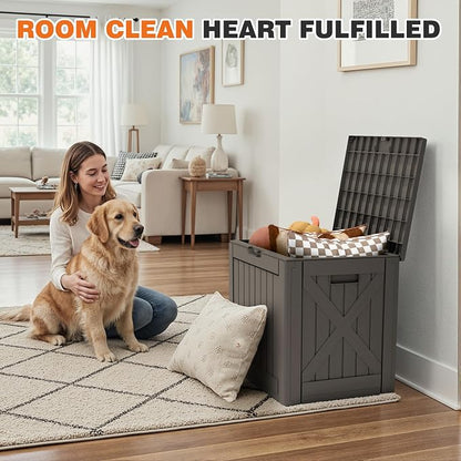 42 Gallon Outdoor Storage Box, Lockable Resin Deck Box for Patio, Yard, and Poolside, Waterproof & Sunproof Organizer for Furniture, Tools, Pool Supplies, Brown