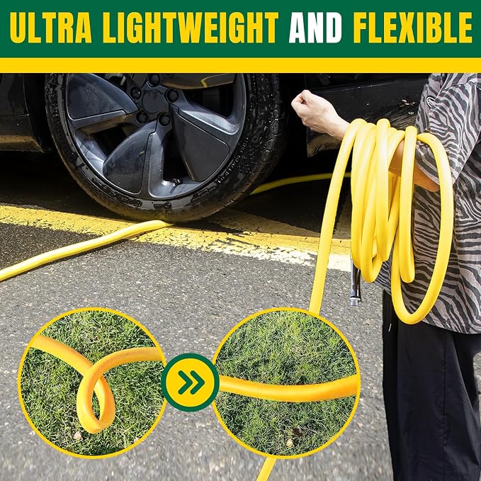 T TOVIA 30 ft Garden Hose x 5/8 in,All Weather Hybrid Water Hose,Lightweight,Kink Free.Flexible Garden Hose with 3/4'' Aluminum Fittings,Watering Equipment for Outdoor, Backyard, Lawn