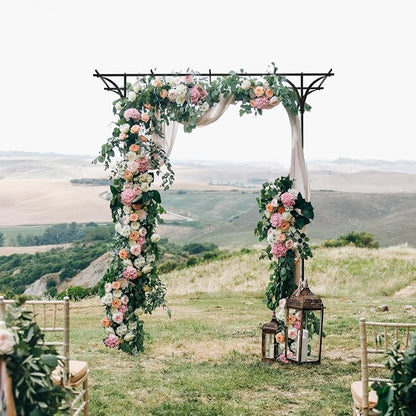 8FT Garden Arch Arbor, Steel Frame Stand Trellis for Climbing Plants, Outdoor Archway Gate for Wedding Ceremony Decoration Party Vines Lawn Courtyard Patio Backyard