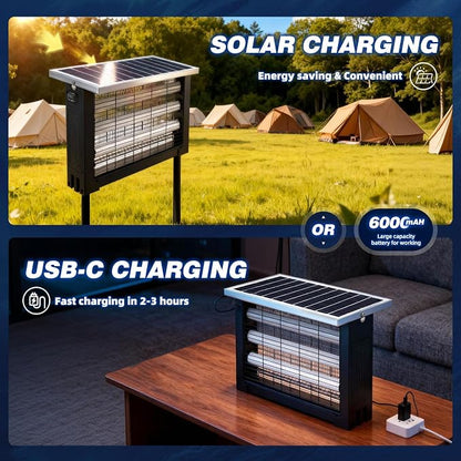 Powerful Large Solar Bug Zapper for 3000 sq.ft with 13FT Extension Cord | Rechargeable Outdoor Mosqutio Killer with 13W Solar Panel, Waterproof Solar Bug Zapper for Patio Garden Backyard RV Camping