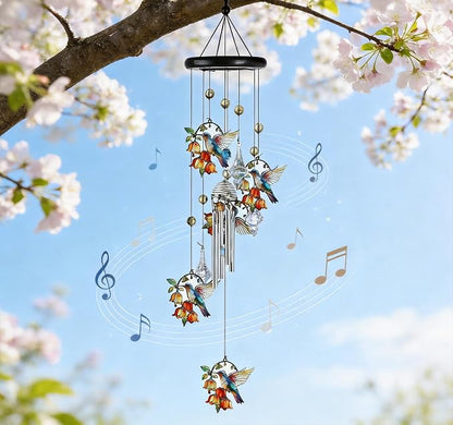 27'' Hummingbird Wind Chimes for Outside,Chimes Hummingbirds Gifts for Mom | Large Windchimes With Crystals, Metal Memorial Chimes Window Garden/Yard Outdoor Decor,Birthday Gifts for Women Grandma
