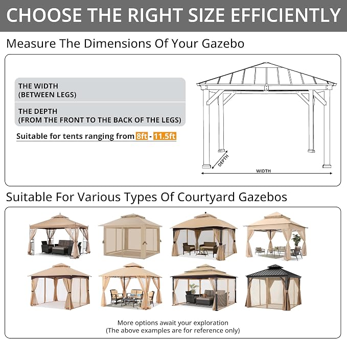 MASTERCANOPY Patio Gazebo Mosquito Netting Screen Walls (10x10, Coffee)
