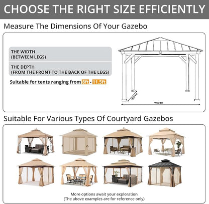 MASTERCANOPY Patio Gazebo Mosquito Netting Screen Walls (10x10, Coffee)