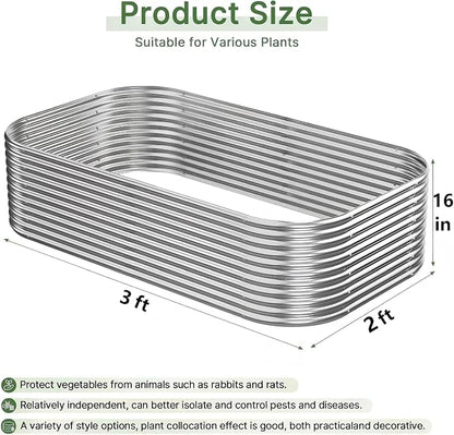 2 PCS Tall Galvanized Raised Garden Bed Outdoor, Metal Garden Bed for Vegetables, Above Ground Garden Box for Flower, Steel Raised Beds for Gardening - 3x2ft