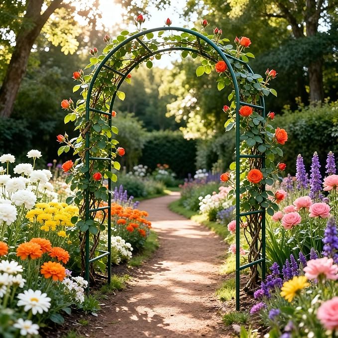Metal Garden Arch Trellis for Climbing Plants Outdoor, Garden Arbors and Arches, Wedding Arch Frame Archway, Christmas Party Decoration