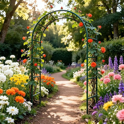 Metal Garden Arch Trellis for Climbing Plants Outdoor, Garden Arbors and Arches, Wedding Arch Frame Archway, Christmas Party Decoration