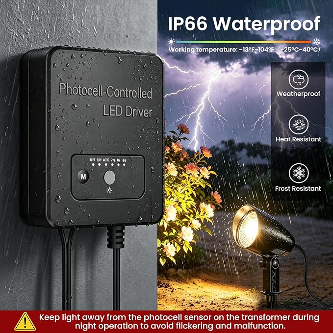 Low Voltage Landscape Lighting Kit, 20W 2700K LED Landscape Lights with Transformer 65FT Wire & Connectors, IP66 Waterproof Pathway Lights Outdoor Spotlight for Garden Yard Patio (6 Pack)