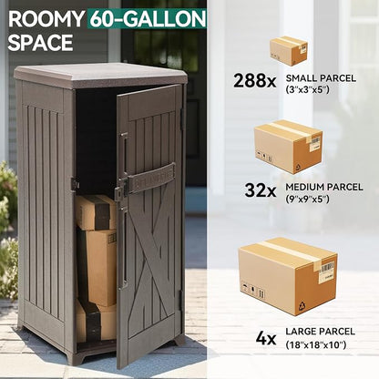 YITAHOME 60 Gallon Large Package Delivery and Storage Box | Double-Wall Resin Outdoor Package Delivery and Waterproof Deck Box for Porch, Curbside, 8.5 Cubic feet, Brown