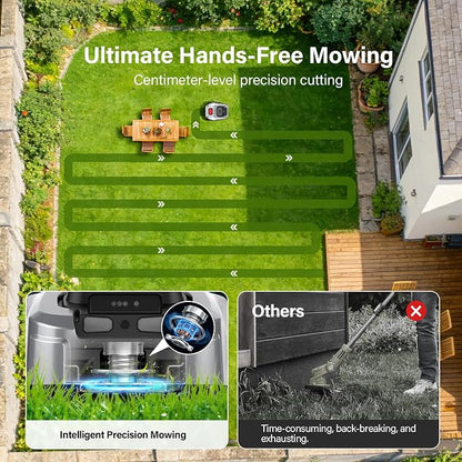 GX Robot Lawn Mower, Perimeter Wire Free RTK+ AI Vision Robotic Lawnmower for 0.62 Arce, Zero-Edge Cutting, Automated Mapping, APP Control, 3D Obstacle Avoidance, 60% Slope