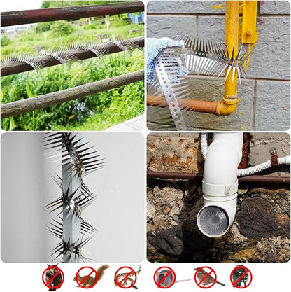 Bird Spikes - Stainless Steel Fence Spikes for Pigeons, Raccoons, Snakes - Deterrent Defender (250inch)