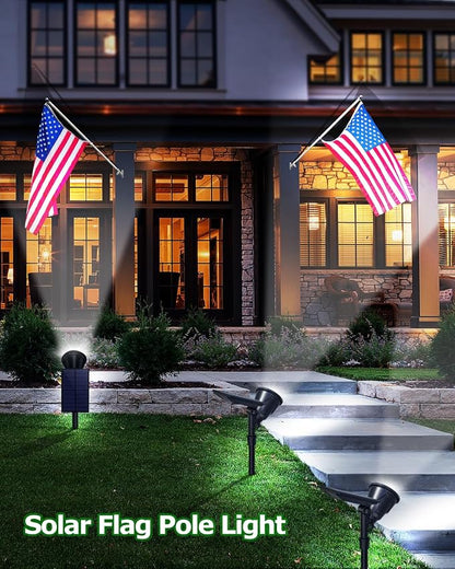 Solar Spot Lights Outdoor, Upgraded 18 LED Flag Pole Lights Solar Powered, Waterproof Landscape Spotlight for Outside Sign, Statue, Palm Tree, Yard, Garden, House Uplighting, Cool White