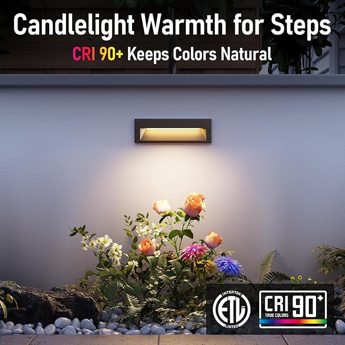 LEONLITE 6-Pack 10.6 Inch 5CCT Low Voltage LED Step Lights, Surface Mount | 12–24V AC/DC, 6W, Ultra-Slim Landscape Stair Lights, IP65, Outdoor Lighting for Decks Hardscapes, Aluminum, Oil Rubbed Bronze