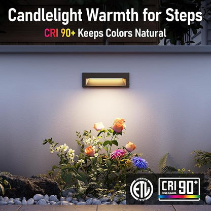 LEONLITE 3-Pack 10.6 Inch 5CCT Low Voltage LED Step Lights, Surface Mount | 12–24V AC/DC, 6W, Ultra-Slim Landscape Stair Lights, IP65, Outdoor Lighting for Decks Hardscapes, Aluminum, Oil Rubbed Bronze