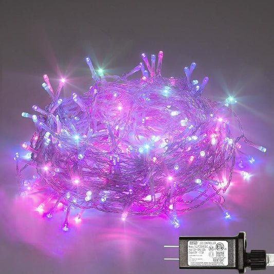 300 Led Multi Color Outdoor String Lights Waterproof Easter Decorations, 108 Ft 8 Modes Twinkle Plug in Fairy Lights for Bedroom Yard Wedding Room Decor