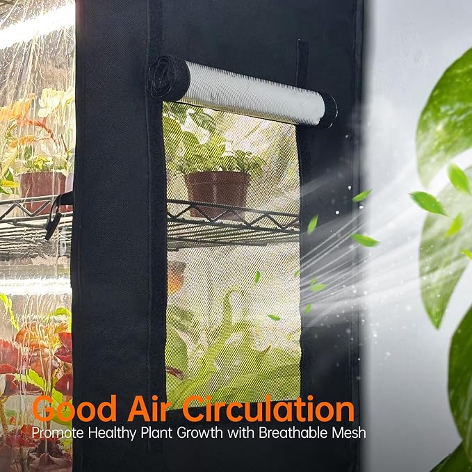 Bstrip Indoor Greenhouse with Grow Light, Plant Shelf with Oxford Fabric Grow Tent , Indoor Greenhouse Cabinet for Indoor Plant, Seed Starting, Seed Tray, 35.4"x13.8"x59"
