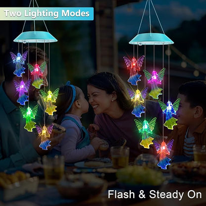 Solar Angel Gift for Mom Girls, Color Changing Solar Wind Chimes for Outside, Outdoor Decorative Mobile Lights for Garden, Yard, Patio, Window, Party Decorations, Gift for Women