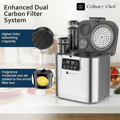 MAGNAVOX Home Culinary Chef Series, 1GALLON Smart Electric Food Waste Composter, Stainless Steel