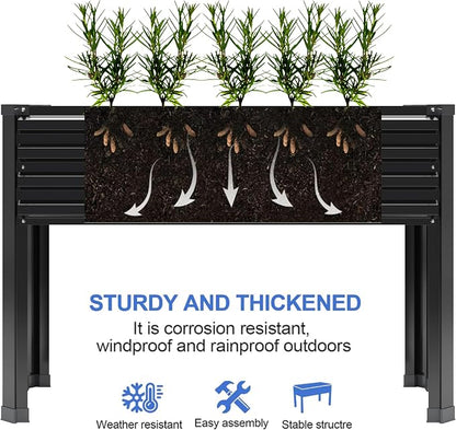 DIIYIV 2PCS Galvanized Raised Garden Bed with Legs,2PCS 48×18×30in Elevated Planter Box for Backyard,Garden, Patio, Balcony, 300lb Capacity,Planters for Outdoor Plants,Black
