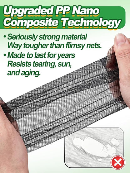 ANPHSIN Strong PP Nanocomposite Mosquito Net Garden Netting - 10 x 50ft Clear View Bird Insect Pest Mesh Barrier Screen for Patio, Balcony, Porch, Outdoor Raised Beds Protection (Black)