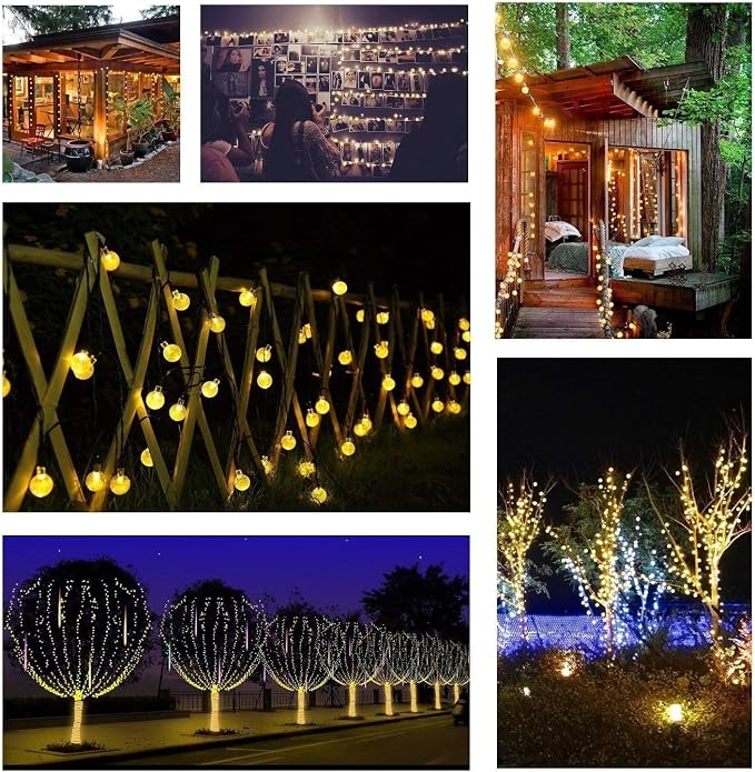 Toodour Solar String Lights Outdoor, 56ft 100 LED Globe String Lights with 8 Modes, Waterproof Solar Christmas Lights for Garden, Lawn, Gazebo, Porch, Yard, Wedding, Party Xmas Decor - Warm White