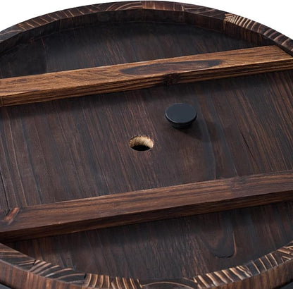 26-inch Wooden Barrel Planter, Perfect for Outdoor Plants, Whiskey-Style Garden Pot, Large Flower Container, Made of Sturdy Solid Wood, Suitable for Herbs, Succulents, and shrubs